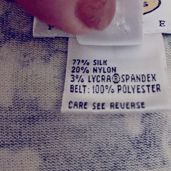 Talbots Wisteria Silk blend Cardigan Womens LP floral Navy Purple V neck office - Picture 4 of 6